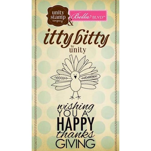 Unity Stamp - Bella Blvd Collection - Itty Bitty - Unmounted Rubber Stamp - Happy Thanksgiving