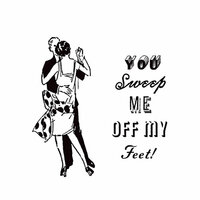 Unity Stamp - Cosmo Cricket Collection - Itty Bitty - Unmounted Rubber Stamp Set - You Sweep Me Off My Feet