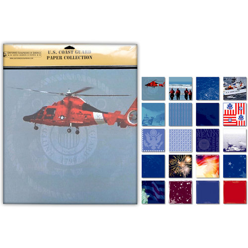 Uniformed Scrapbooks of America - 12 x 12 Paper Pack - Coast Guard