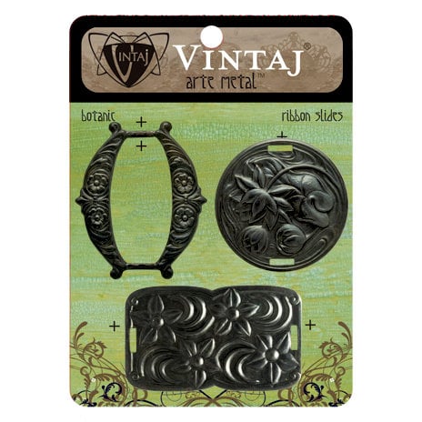 Vintaj Metal Brass Company - Arte Metal - Ribbon Slides - Botanic