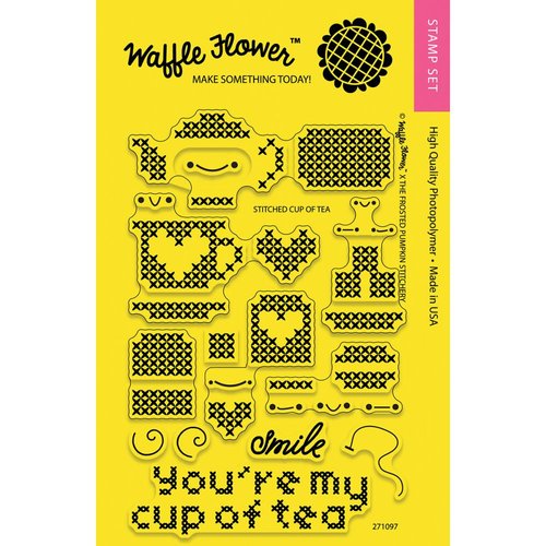 Waffle Flower Crafts - Clear Photopolymer Stamps - Stitched Cup of Tea