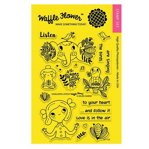 Waffle Flower Crafts - Clear Photopolymer Stamps - Enveloper Listen