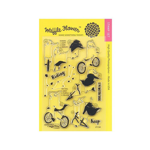 Waffle Flower Crafts - Clear Photopolymer Stamps - Biking Girls