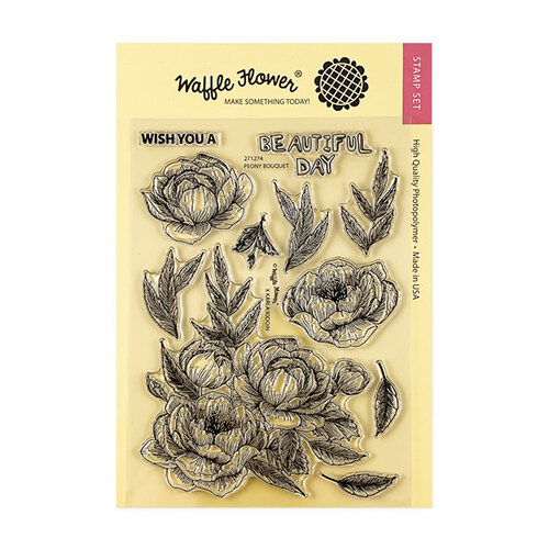Waffle Flower Crafts - Clear Photopolymer Stamps - Peony Bouquet Stamp Set