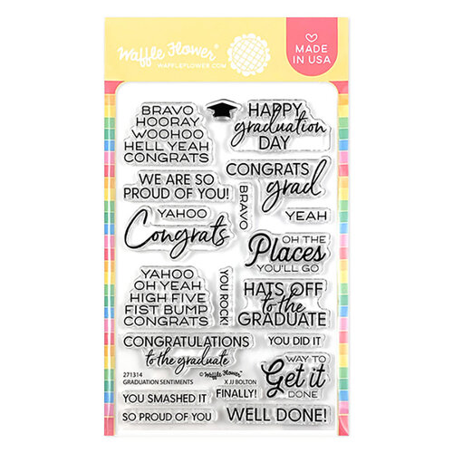 Waffle Flower Crafts - Clear Photopolymer Stamps - Graduation Sentiments