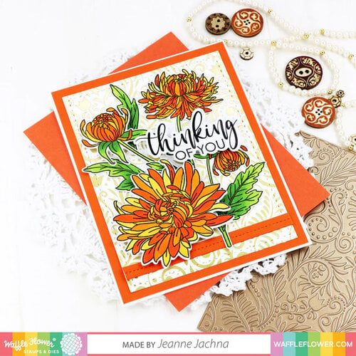 Waffle Flower Crafts - Clear Photopolymer Stamps - Chrysanthemums