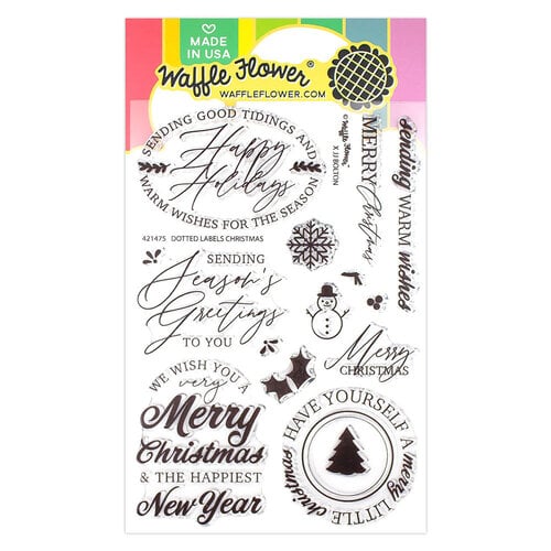 Waffle Flower Crafts - Give Thanks Collection - Clear Photopolymer Stamps - Dotted Labels Christmas