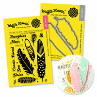 Waffle Flower Crafts - Craft Die and Acrylic Stamp Set - Feathers Bundle