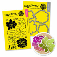 Waffle Flower Crafts - Craft Die and Acrylic Stamp Set - Succulents Bundle