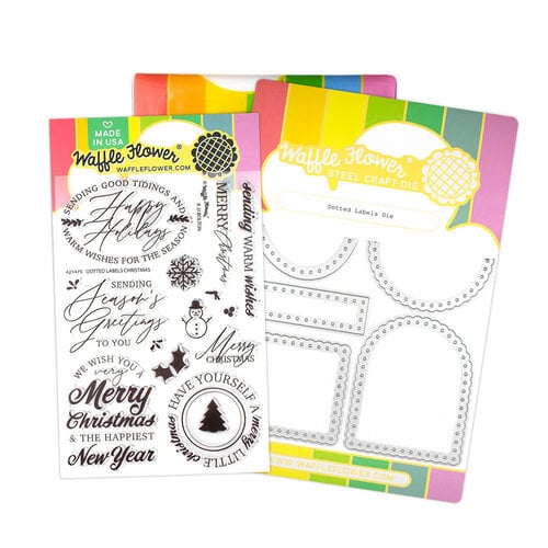 Waffle Flower Crafts - Give Thanks Collection - Craft Dies and Clear Photopolymer Stamp Set - Dotted Labels