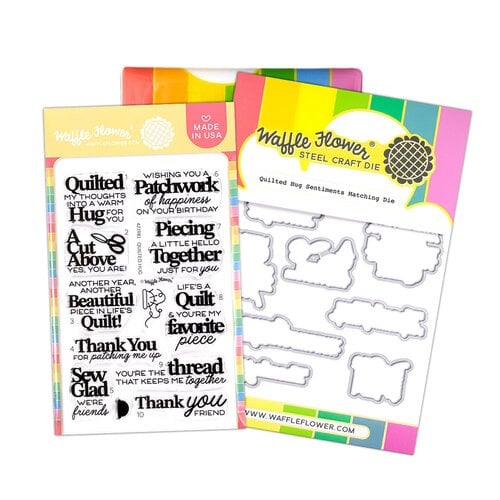 Waffle Flower Crafts - Craft Dies And Clear Photopolymer Stamp Set - Quilted Hug Sentiments