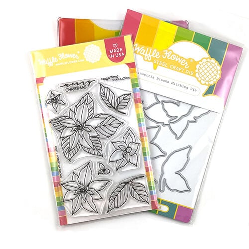 Waffle Flower Crafts - Christmas - Craft Dies and Clear Photopolymer Stamp Set - Poinsettia Blooms