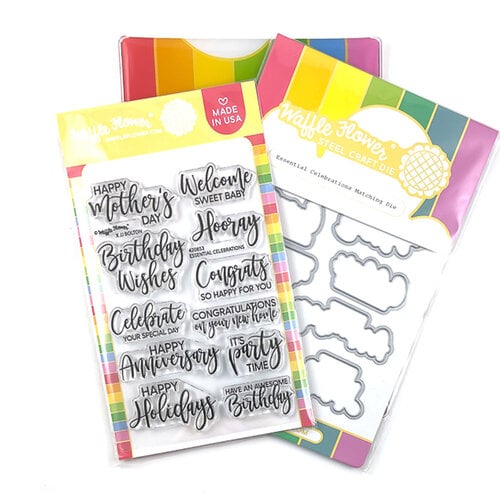 Waffle Flower Crafts - Craft Dies and Clear Photopolymer Stamp Set - Essential Celebrations