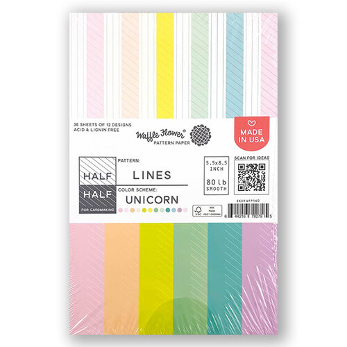 Waffle Flower Crafts - 5.5 x 8.5 Paper Pad - Half-Half Lines - Unicorn