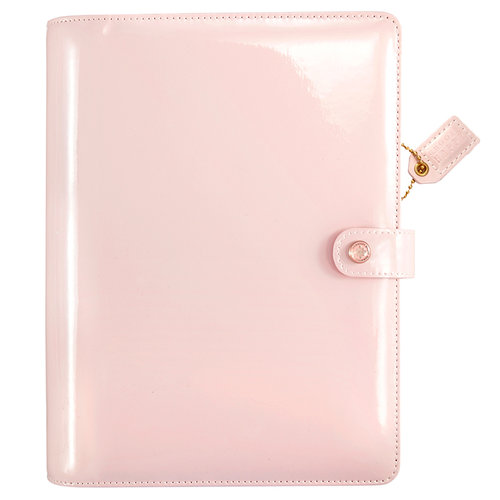 Websters Pages - Color Crush Collection - A5 Planner Binder - Patent Leather Petal Pink