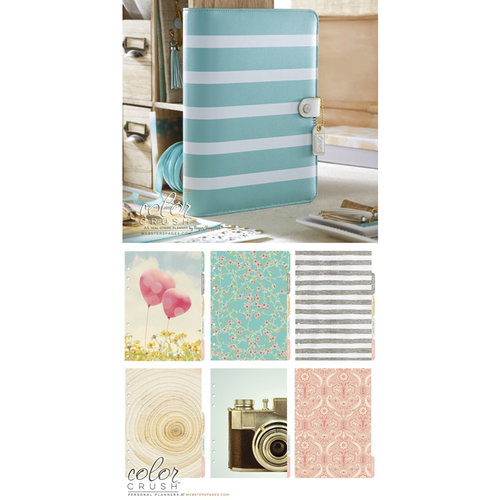 Websters Pages - Color Crush Collection - A5 Planner Kit - Teal Stripe - Oct. 2015 to Dec. 2016