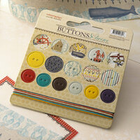 Websters Pages - Yacht Club Collection - Chipboard Stickers - Buttons and Twine
