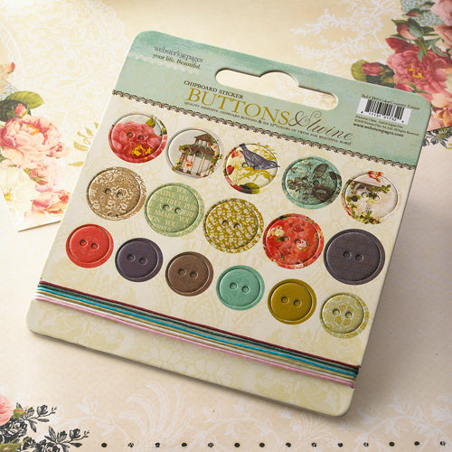 Websters Pages - Country Estate Collection - Chipboard Stickers - Buttons and Twine