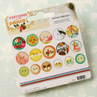 Websters Pages - Postcards from Paris II Collection - Chipboard Stickers - Buttons and Twine