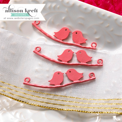 Websters Pages - Sprinkled with Love - Charms - Metal Embellishments - Love Birds