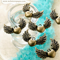 Websters Pages - Party Time Collection - Charms - Metal Embellishments - Heart and Wings