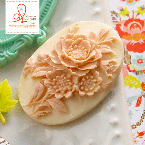 Websters Pages - Family Traditions Collection - Perfect Bulks - Resin Embellishment Pieces - Flower Cameo - Pink