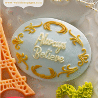 Websters Pages - Postcards from Paris II Collection - Perfect Bulks - Resin Embellishment Pieces - Always Believe Cameo - Blue