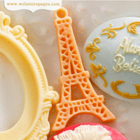 Websters Pages - Postcards from Paris II Collection - Perfect Bulks - Resin Embellishment Pieces - Eiffel Tower - Pink