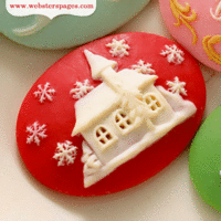 Websters Pages - A Christmas Story Collection - Perfect Bulks - Resin Embellishment Pieces - House Cameos - Red