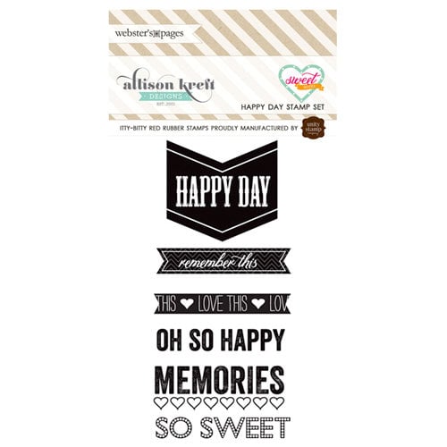 Websters Pages - Sweet Notes Collection - Cling Mounted Rubber Stamp Set - Happy day