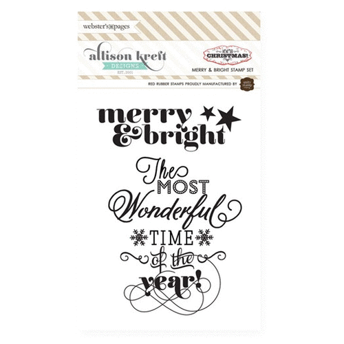 Websters Pages - Its Christmas Collection - Cling Mounted Rubber Stamp Set - Mini Merry and Bright