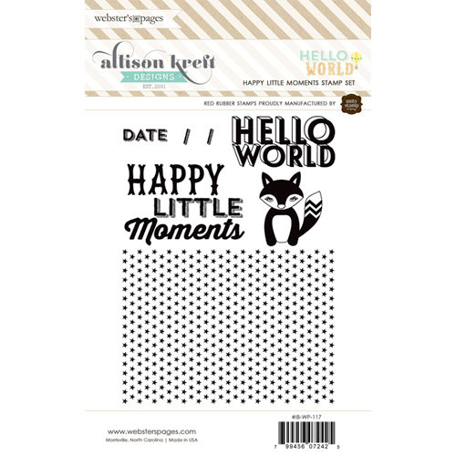 Websters Pages - Hello World Collection - Cling Mounted Rubber Stamp Set - Happy Little Moments