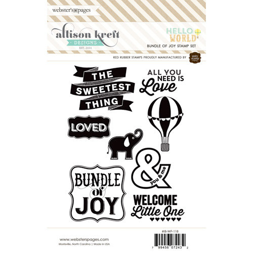 Websters Pages - Hello World Collection - Cling Mounted Rubber Stamp Set - Bundle of Joy