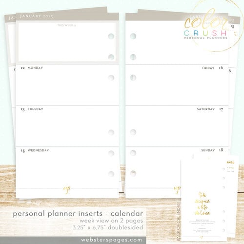 Websters Pages - Color Crush Collection - Personal Planner - Inserts - 18 Month - Week View Calendar - July 2015 to Dec. 2016