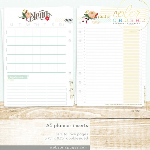 Websters Pages - Color Crush Collection - A5 Planner - Inserts - Lists to Love