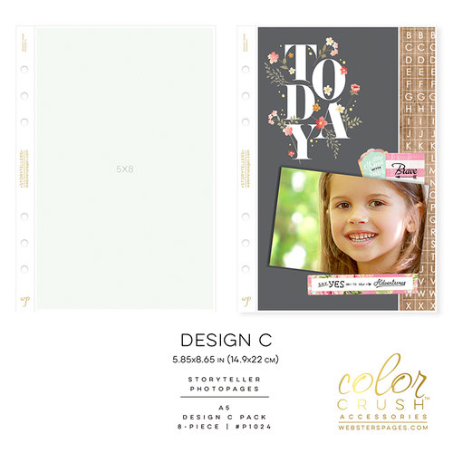 Websters Pages - Color Crush Collection - A5 Planner - Inserts - Photo Sleeves - Design C - 8 Pack