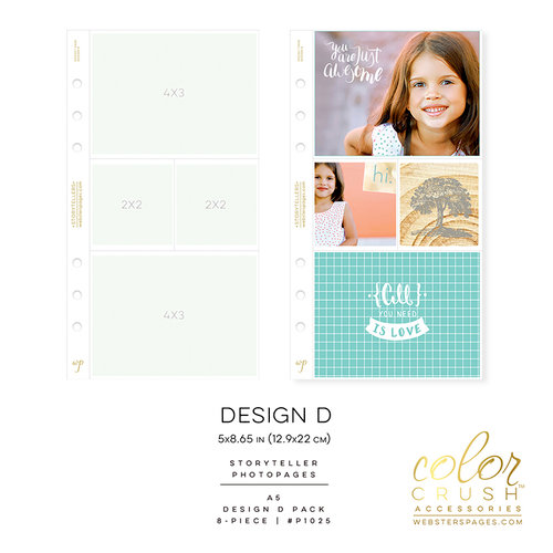 Websters Pages - Color Crush Collection - A5 Planner - Inserts - Photo Sleeves - Design D - 8 Pack