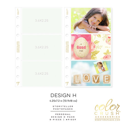 Websters Pages - Color Crush Collection - Personal Planner - Inserts - Photo Sleeves - Design H - 8 Pack