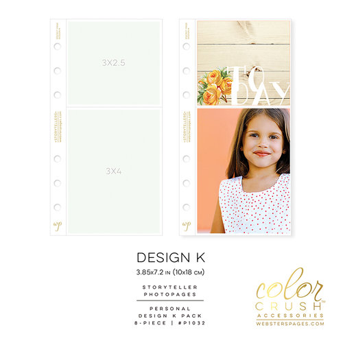 Websters Pages - Color Crush Collection - Personal Planner - Inserts - Photo Sleeves - Design K - 8 Pack