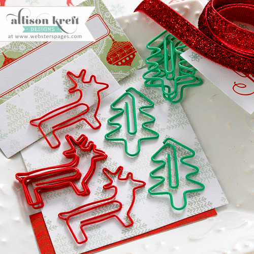 Websters Pages - Its Christmas Collection - Paperclips - Trees and Reindeer