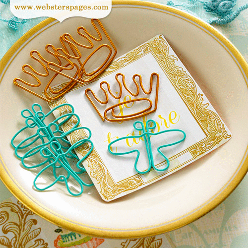 Websters Pages - Postcards from Paris II Collection - Paperclips - Butterflies and Crowns