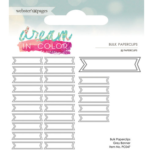 Websters Pages - Dream in Color Collection - Paperclips - Banner - Grey