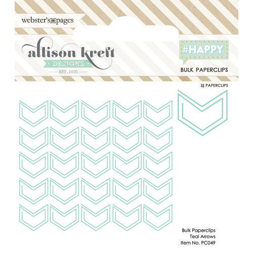 Websters Pages - Happy Collection - Paperclips - Arrow - Teal