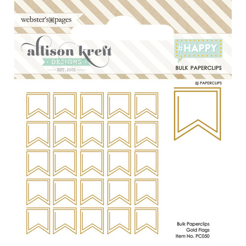 Websters Pages - Happy Collection - Paperclips - Flag - Gold