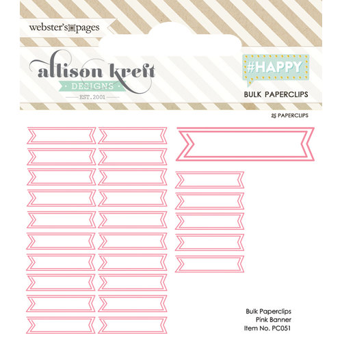 Websters Pages - Happy Collection - Paperclips - Banner - Pink