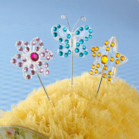 Websters Pages - Let's Celebrate Collection - Push Pins - Long Needle - Sparkle