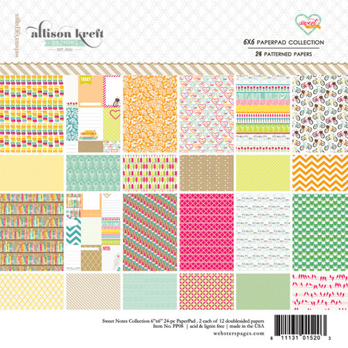 Websters Pages - Sweet Notes Collection - 6 x 6 Paper Pad