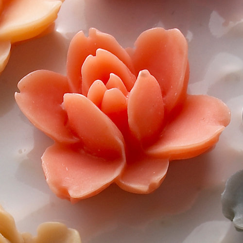 Websters Pages - Whimsies - Resin Embellishment Pieces - Lotus Flower Blooms - Coral