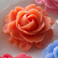 Websters Pages - Whimsies - Resin Embellishment Pieces - Roses in Bloom - Orange