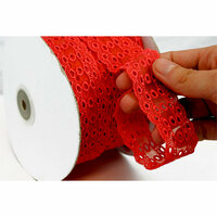 Websters Pages - Designer Ribbon - Coral Eyelet - 30 Yards